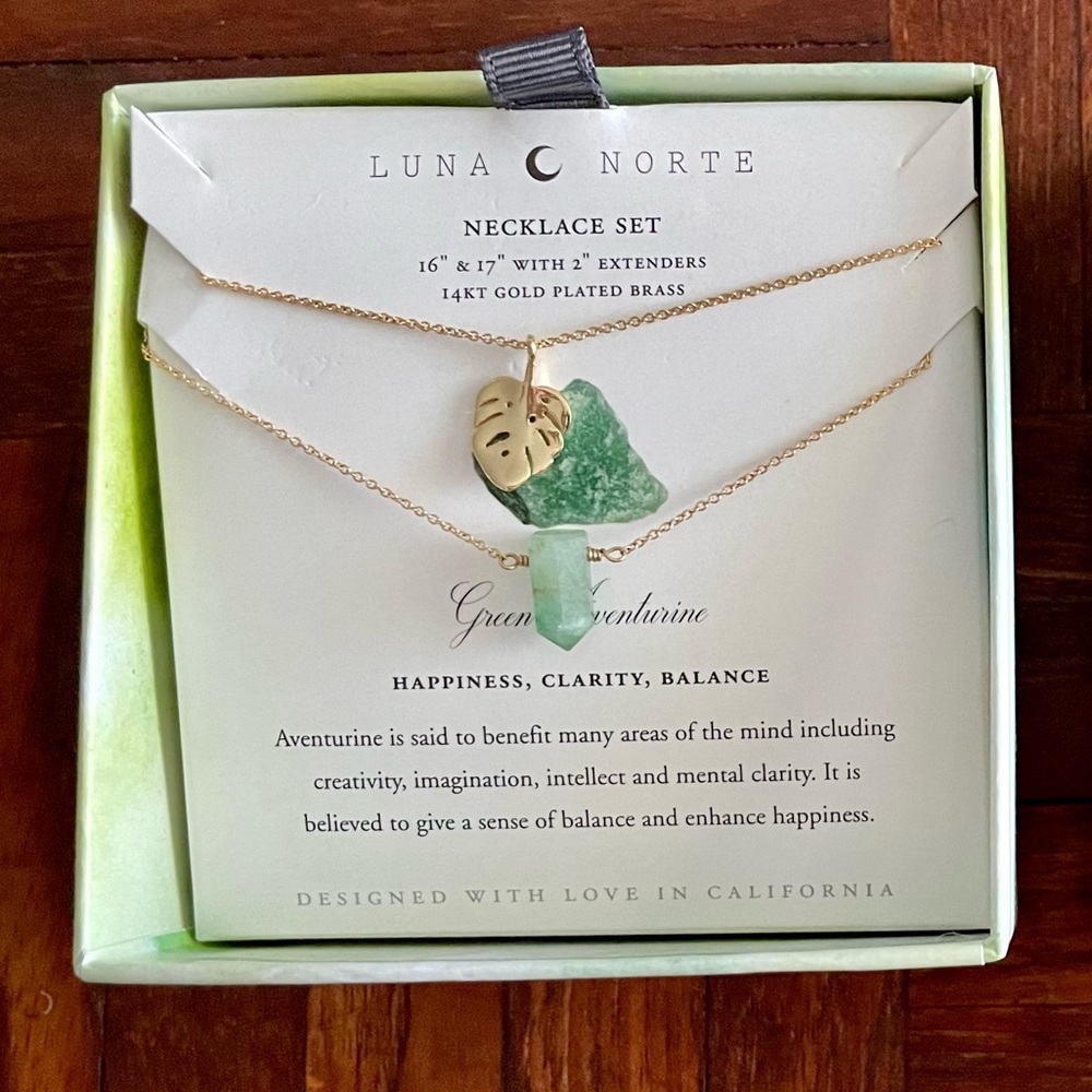 NWOT Luna Norte Green Aventurine Necklace Set